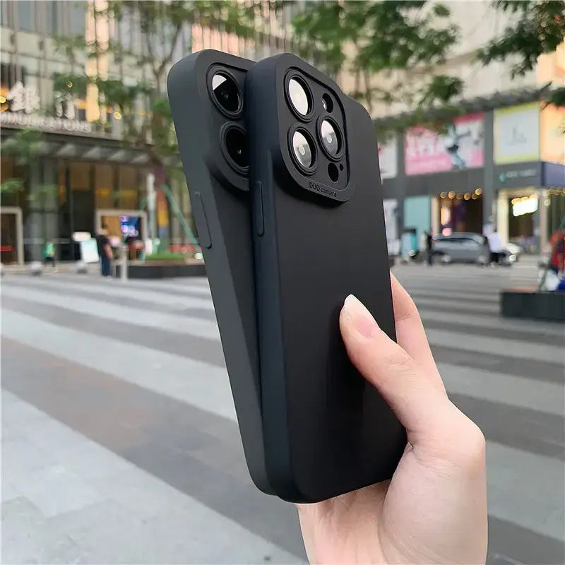 Solid Color Silicone Phone Case for iPhone with Camera Lens Protection Cover