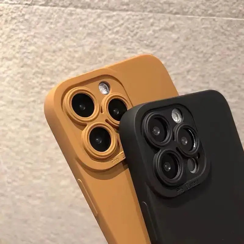 Solid Color Silicone Phone Case for iPhone with Camera Lens Protection Cover